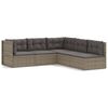 vidaXL 5-delige Loungeset met kussens poly rattan grijs