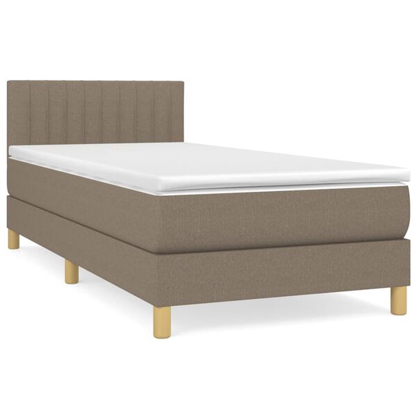 vidaXL Boxspring met matras stof taupe 90x200 cm