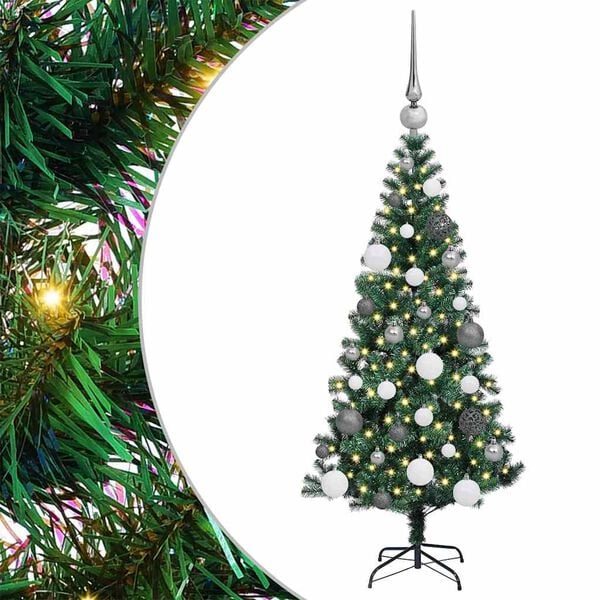vidaXL Kunstmatig Voorverlicht Kerstboom Groen 120 cm PVC en Metaal