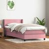 vidaXL Boxspring met matras fluweel roze 90x220 cm