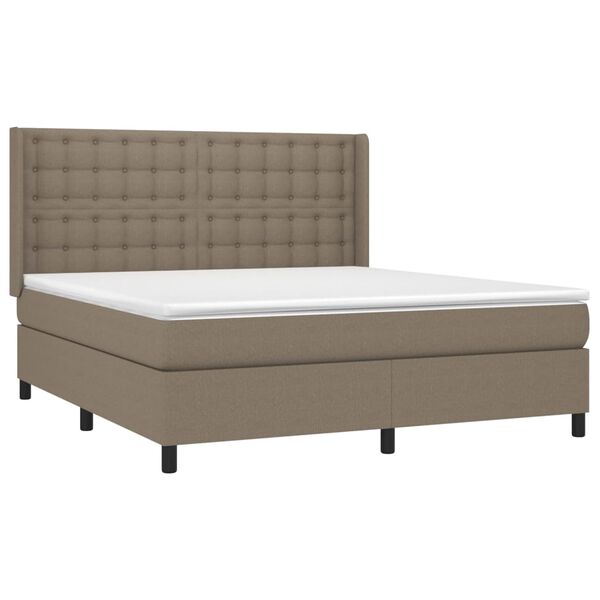 vidaXL Boxspring met matras en LED stof taupe 180x200 cm