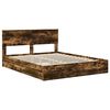 vidaXL Opslag bed met lade Gerookt eiken 160 x 200 cm Bewerkt hout