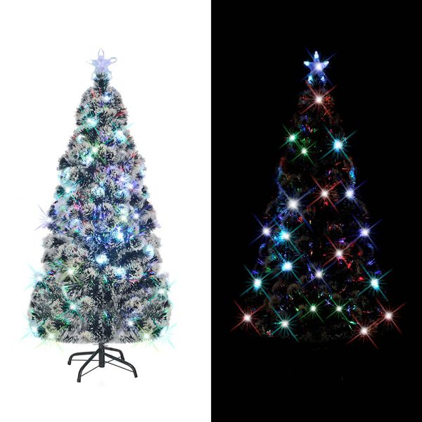 vidaXL Voorverlichte kerstboom met standaard en LED 150 cm glasvezel