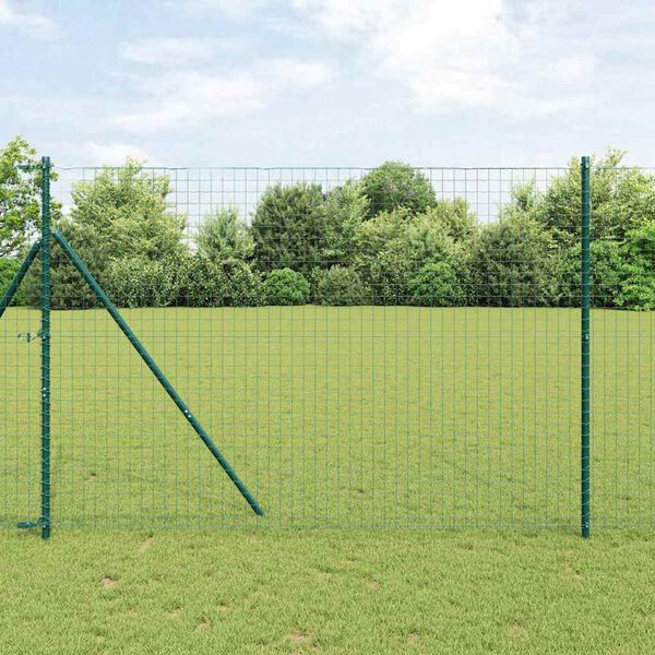 vidaXL Hek met Paal Groen 1,5 x 10 m Staal en PVC