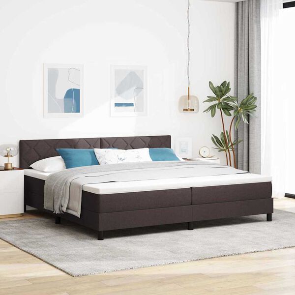 vidaXL Boxspring bed met matras met LED Donkerbruin 200 x 200 cm Stof