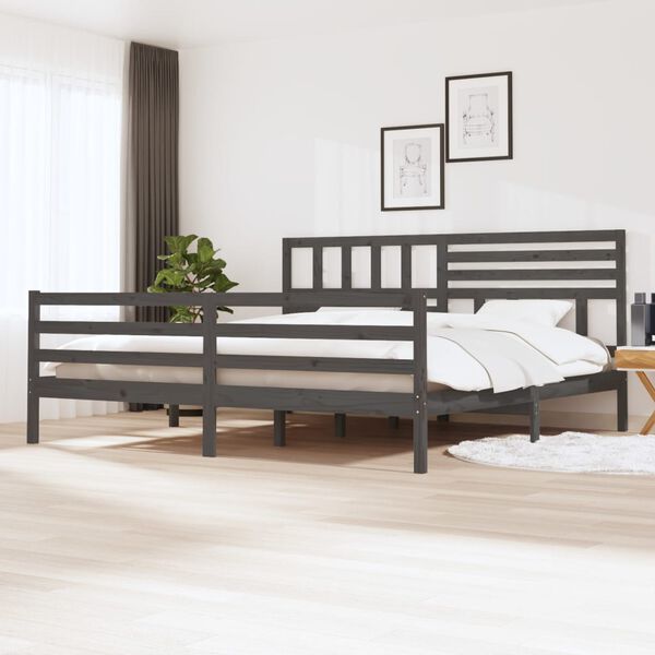 vidaXL Bedframe massief hout grijs 200x200 cm