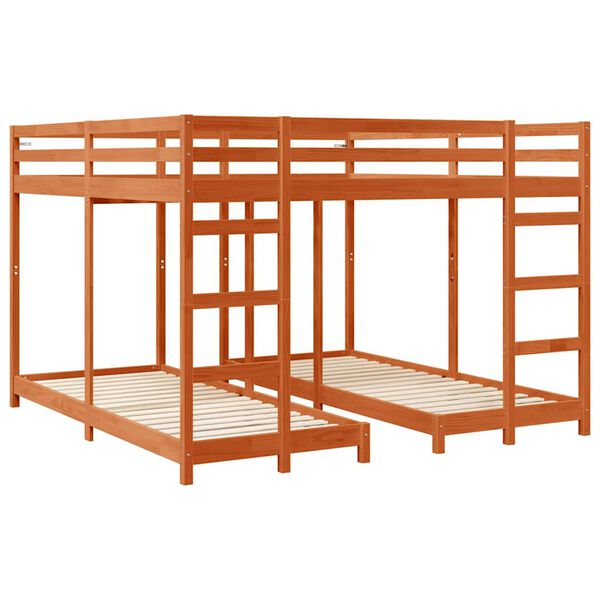 vidaXL Drie-hoog Bunk Bed Frame Wasbruin 200 x 200 cm