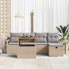 vidaXL Tuin Sofa Set met kussen met opslag 6 pcs Beige Poly riet