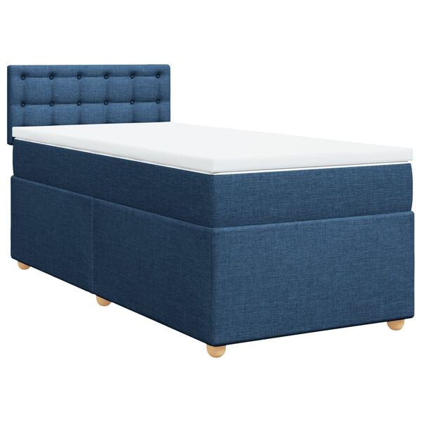 vidaXL Boxspring met matras stof blauw 90x200 cm