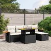 vidaXL 6-delige Loungeset met kussens poly rattan zwart