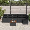 vidaXL Tuinbankenset met opslag 7 pcs Zwart poly rattan