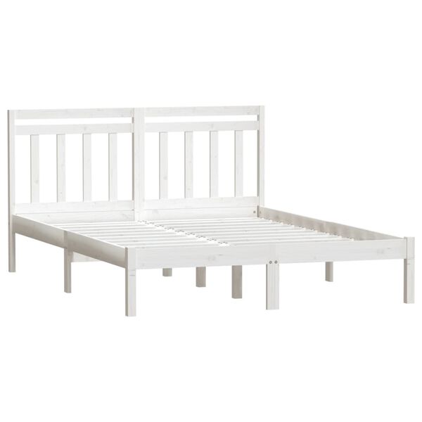 vidaXL Bedframe massief hout wit 150x200 cm