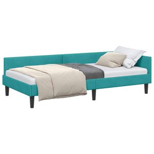 vidaXL Hoekbedframe Turquoise 90 cm x 190 cm VelvetenPlywood