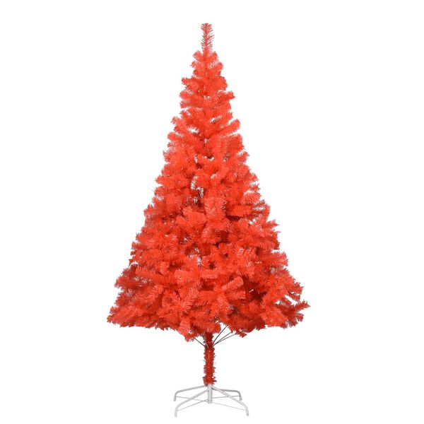 vidaXL Kunstkerstboom met verlichting en kerstballen 210 cm PVC rood