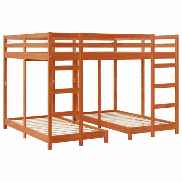 vidaXL Drie-hoog Bunk Bed Frame Wasbruin 160 x 200 cm