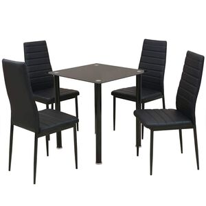 vidaXL Eetkamerset tafel en stoel zwart 5-delig