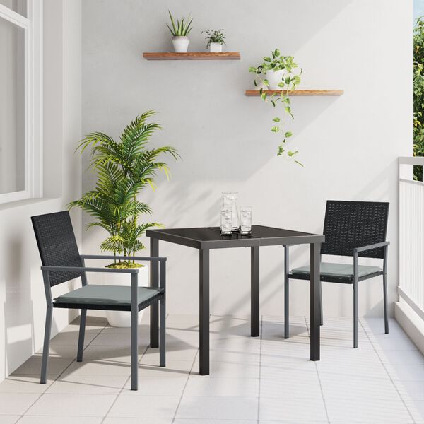 vidaXL Tuin eettafelset 5 pcs Zwart en Licht Grijs PE Rattan
