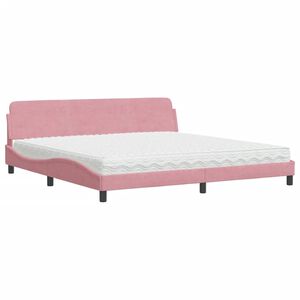 vidaXL Bed met matras "Dover" fluweel roze 200x200 cm