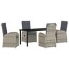 vidaXL Tuin eettafelset met kussen 5 pcs Grijs poly rattan