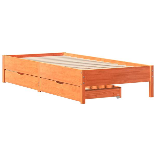 vidaXL Bedframe zonder matras massief grenenhout wasbruin 75x190 cm