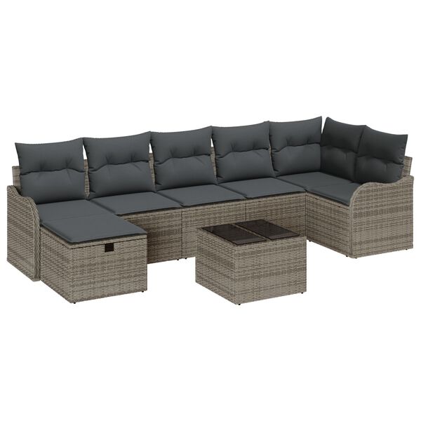 vidaXL Tuin Sofa Set 8 pcs Grijs 287,5 x 122,5 x 85 cm Poly riet