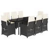 vidaXL 9-delige Tuinset poly rattan zwart