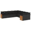 vidaXL 10-delige Loungeset met kussens poly rattan zwart