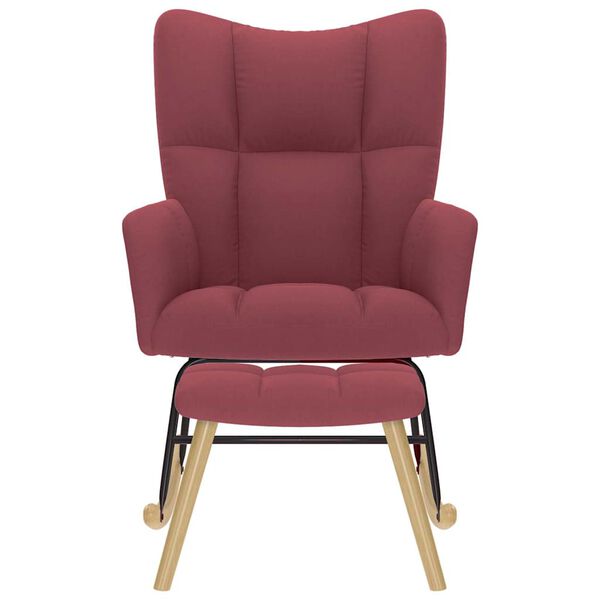 vidaXL Schommelstoel met voetenbank stof wijnrood