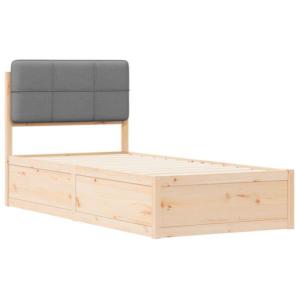 vidaXL Bedframe met Gevoerd Hoofdgedeelte Lichtgrijs 90 x 190 cm