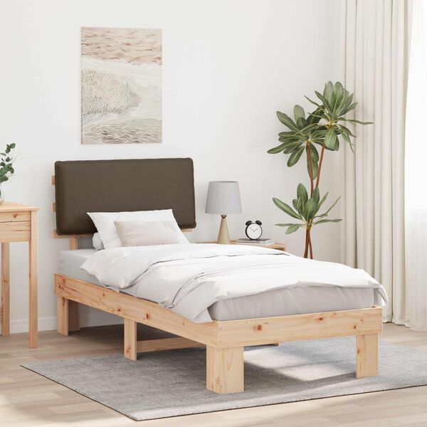 vidaXL Bedframe met Gevoerd Hoofdgedeelte Taupe 100 x 200 cm