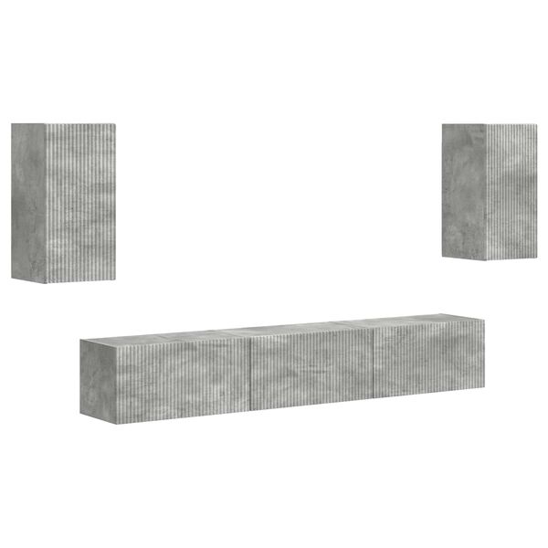 vidaXL Tv-meubelset Wandgemonteerd 5 pcs Beton Grijs Bewerkt hout