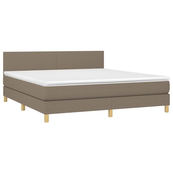 vidaXL Boxspring met matras stof taupe 180x200 cm