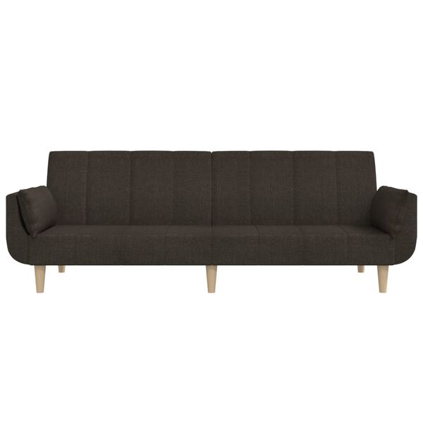 vidaXL Slaapbank 2-zits met 2 kussens stof donkerbruin