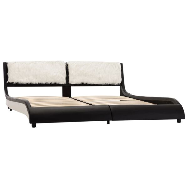 vidaXL Bedframe kunstleer zwart en wit 180x200 cm