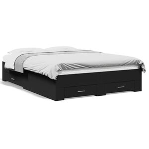 vidaXL Bedframe met lades bewerkt hout zwart 140x190 cm