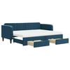 vidaXL Slaapbank met onderschuifbed en lades 80x200 cm fluweel blauw