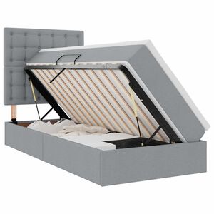 vidaXL Opslag bed met matras Lichtgrijs 90 x 190 cm Polyester