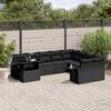 vidaXL 10-delige Loungeset met kussens poly rattan zwart