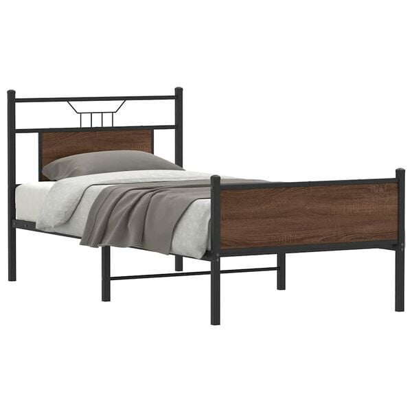vidaXL Bedframe zonder matras bewerkt hout bruin eikenkleur 90x200 cm