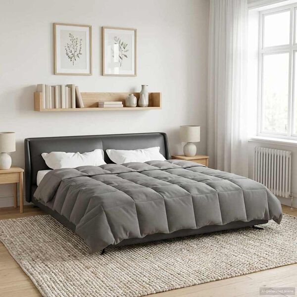 vidaXL Vol jaar dekbed Gekwilt Lichtgrijs 240 x 260 cm Microfiber