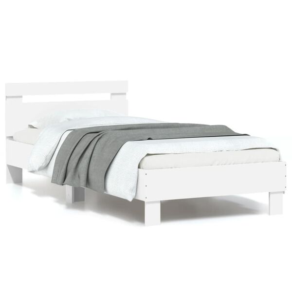 vidaXL Bedframe met hoofdbord en LED-verlichting wit 90x200 cm