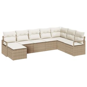 vidaXL Bankstel met kussen 8 pcs Beige poly rattan