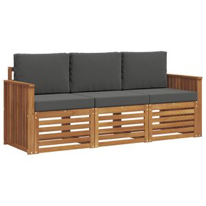 vidaXL Sofa-Sets 3 pcs Natuurlijk en Antraciet Massief Acaciahout