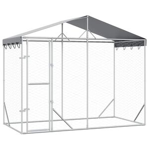 vidaXL Hondenkennel met dak 3x1,5x2,5 m gegalvaniseerd staal zilver