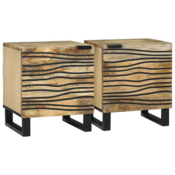 vidaXL Nachtkastje 2 pcs Bruin 40 x 33 x 46 cm Massief acaciahout