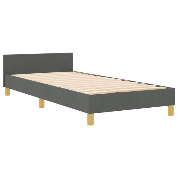 vidaXL Bedframe met hoofdeinde Donkergrijs 90 x 190 cm Stof