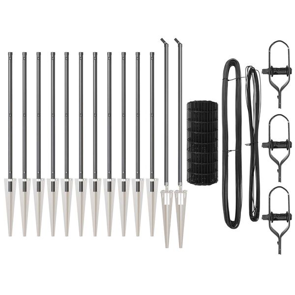 vidaXL Hek met Paal Grijs 1 x 25 m Staal