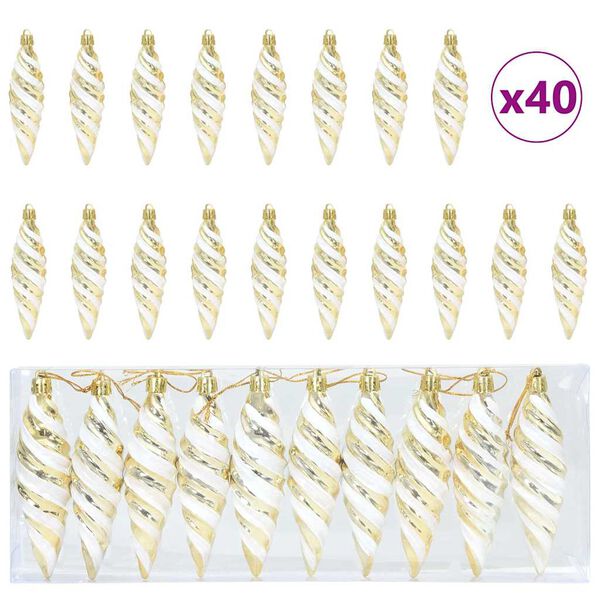 vidaXL Kerst Spiralvorm Bal 40 pcs Goud