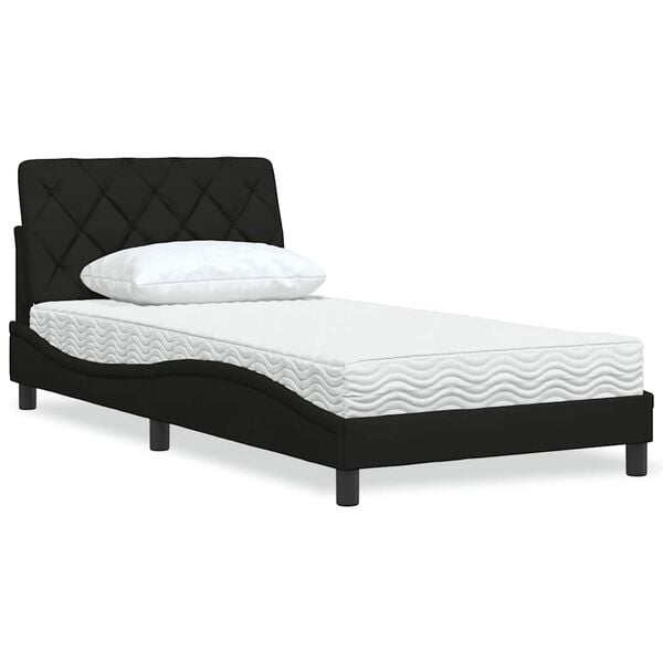 vidaXL Bed met matras stof zwart 100x200 cm