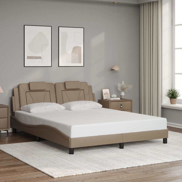 vidaXL Bedframe "Viana" zonder matras kunstleer cappuccinokleurig 160x200 cm